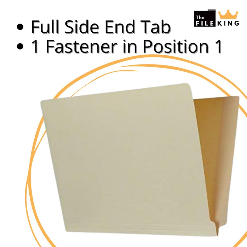 The File King Full Side Tab Manila File Folder with Fastener - Letter Size | Box of 50 | Space for Jacket Labeling | 11-Pt Fiber | Organize Papers for Shelf Filing | USA Made - Image 4